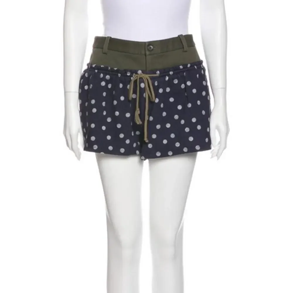 THAKOON ADDITION Mixed Fabric‎ Polka Dot Shorts Women's XS